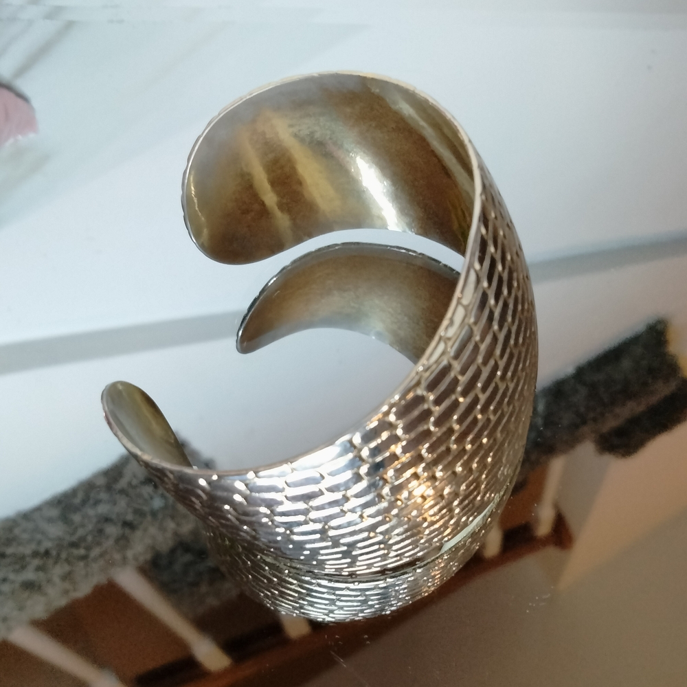 Cuff Silver and Gold Textured  Bracelet